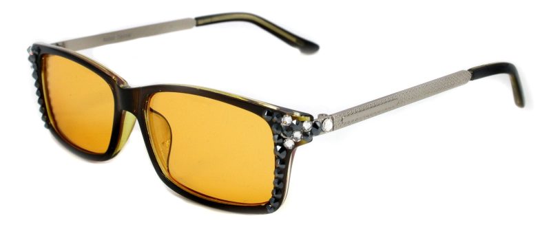 aria bling computer glasses 80 blue blocker filter amber lens w hematite clear genuine european crystals no prescription reading glasses ny fifth avenue 855153