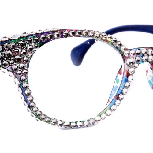 autumn bling reading glasses for women w full crystals genuine european crystals round frame blue purple floral ny fifth avenue reading glasses ny fifth avenue 481484