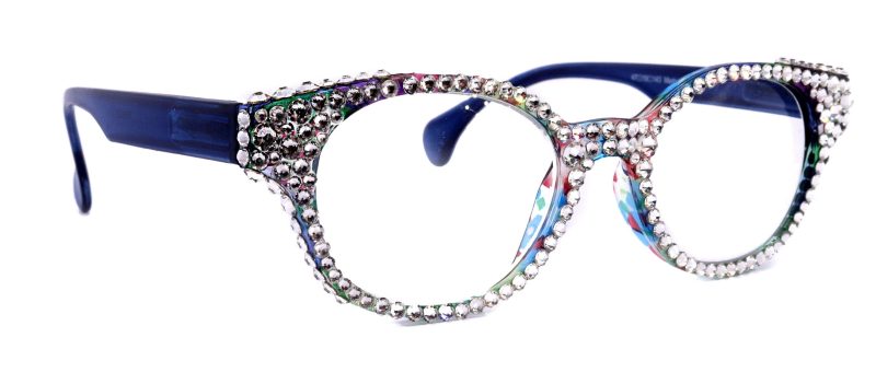 autumn bling reading glasses for women w full crystals genuine european crystals round frame blue purple floral ny fifth avenue reading glasses ny fifth avenue 481484