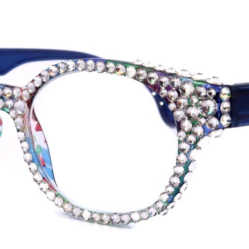 autumn bling reading glasses for women w full crystals genuine european crystals round frame blue purple floral ny fifth avenue reading glasses ny fifth avenue 579585