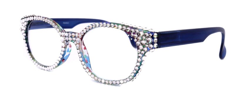 autumn bling reading glasses for women w full crystals genuine european crystals round frame blue purple floral ny fifth avenue reading glasses ny fifth avenue 579585