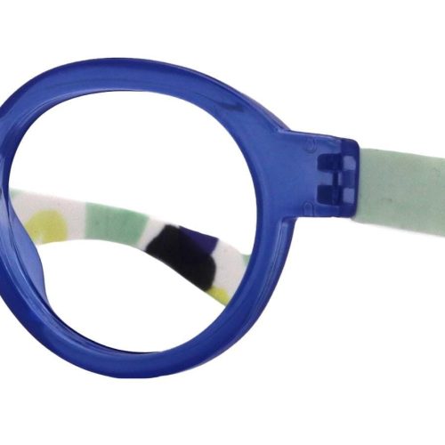 carnival round reading glasses for women blue frames with colorful pattern 125 3 ny fifth avenue ny fifth avenue 418702