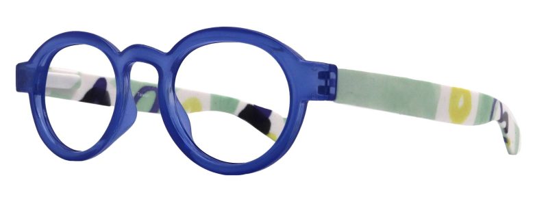 carnival round reading glasses for women blue frames with colorful pattern 125 3 ny fifth avenue ny fifth avenue 418702