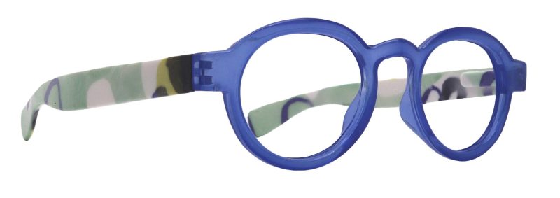 carnival round reading glasses for women blue frames with colorful pattern 125 3 ny fifth avenue ny fifth avenue 850624