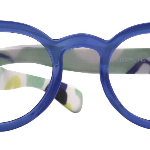 carnival round reading glasses for women blue frames with colorful pattern 125 3 ny fifth avenue ny fifth avenue 977183