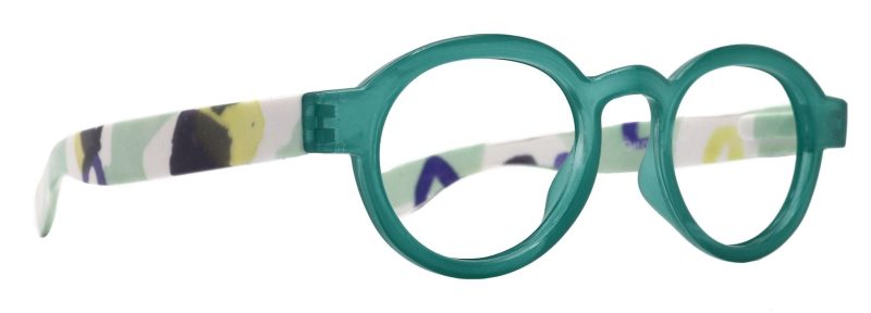 carnival round reading glasses for women green frames with colorful pattern 125 3 ny fifth avenue ny fifth avenue 336209