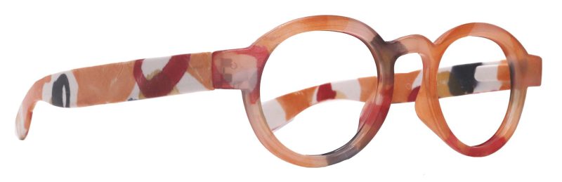 carnival round reading glasses for women orange frame with colorful pattern 125 3 ny fifth avenue ny fifth avenue 132300