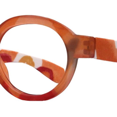 carnival round reading glasses for women orange frame with colorful pattern 125 3 ny fifth avenue ny fifth avenue 191331