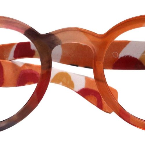 carnival round reading glasses for women orange frame with colorful pattern 125 3 ny fifth avenue ny fifth avenue 966391