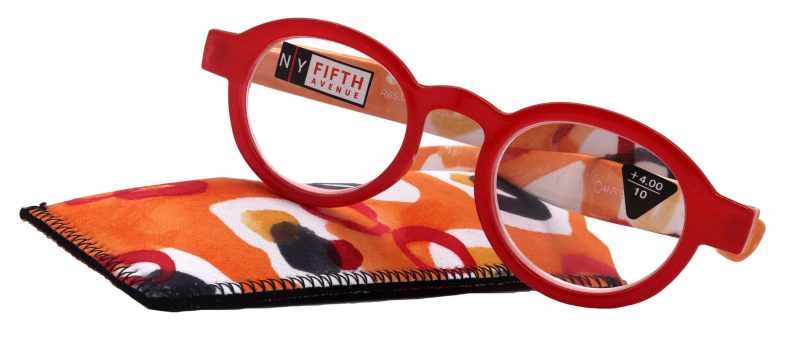 carnival round reading glasses for women red frame with colorful pattern 125 3 ny fifth avenue ny fifth avenue 591967