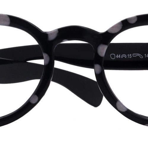 dotty chic round reading glasses for women black frames with playful polka dot pattern 125 3 ny fifth avenue ny fifth avenue 308396