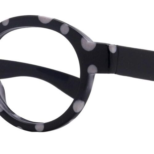 dotty chic round reading glasses for women black frames with playful polka dot pattern 125 3 ny fifth avenue ny fifth avenue 453716