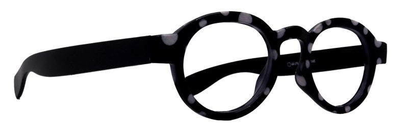 dotty chic round reading glasses for women black frames with playful polka dot pattern 125 3 ny fifth avenue ny fifth avenue 875977