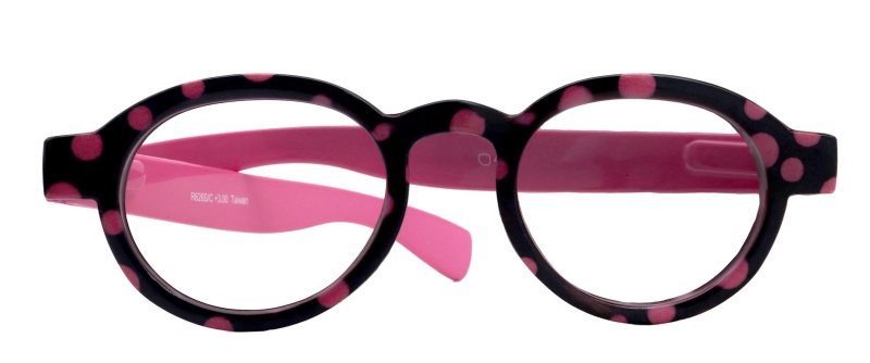 dotty chic round reading glasses for women pink frames with playful polka dot pattern 125 3 ny fifth avenue ny fifth avenue 147901