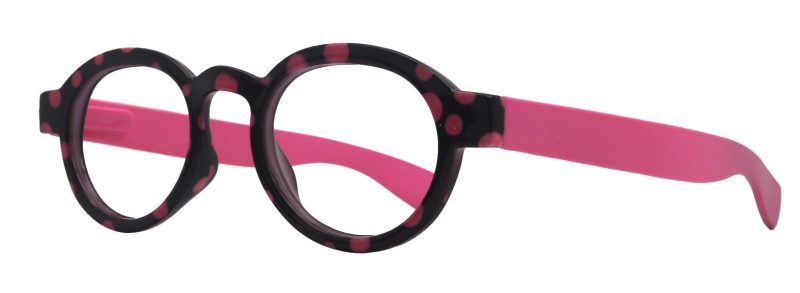 dotty chic round reading glasses for women pink frames with playful polka dot pattern 125 3 ny fifth avenue ny fifth avenue 282601