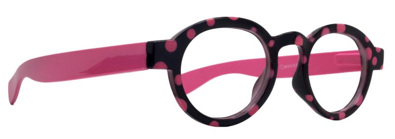 dotty chic round reading glasses for women pink frames with playful polka dot pattern 125 3 ny fifth avenue ny fifth avenue 739589