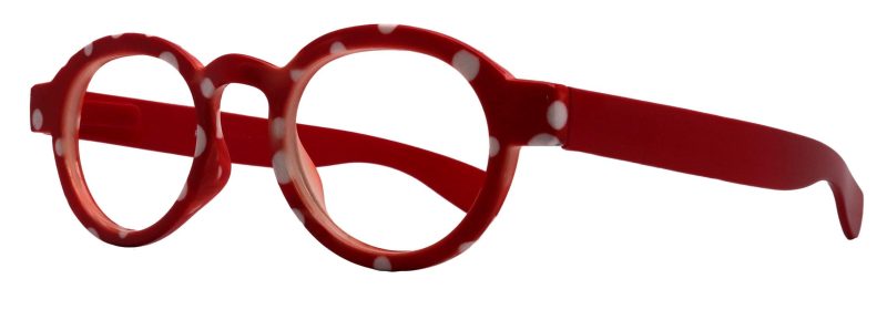 dotty chic round reading glasses for women red frame with playful polka dot pattern 125 4 ny fifth avenue ny fifth avenue 686295