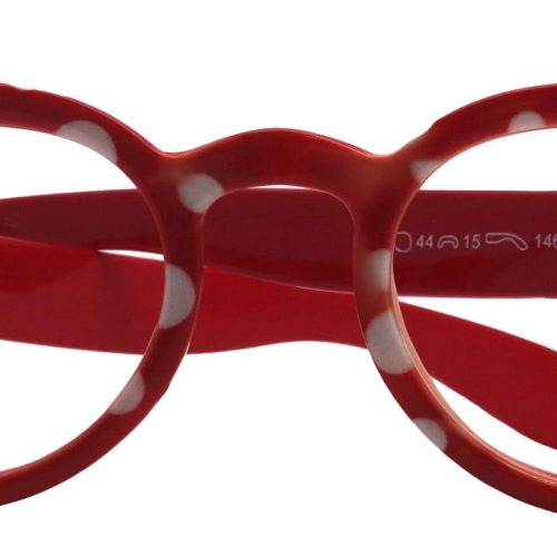 dotty chic round reading glasses for women red frame with playful polka dot pattern 125 4 ny fifth avenue ny fifth avenue 797386