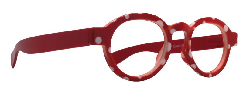 dotty chic round reading glasses for women red frame with playful polka dot pattern 125 4 ny fifth avenue ny fifth avenue 842939