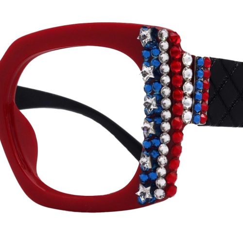 freedom shine bling womens reading glasses with genuine european crystals us flag colors square frame ny fifth avenue ny fifth avenue 183812