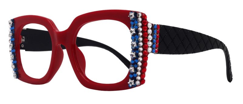 freedom shine bling womens reading glasses with genuine european crystals us flag colors square frame ny fifth avenue ny fifth avenue 183812