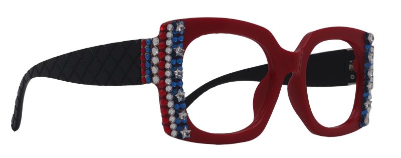 freedom shine bling womens reading glasses with genuine european crystals us flag colors square frame ny fifth avenue ny fifth avenue 208823