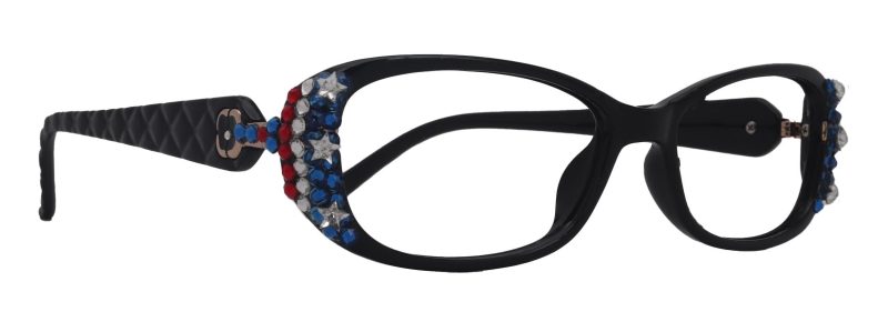 freedom shine quilted bling womens reading glasses with genuine european crystals us flag colors square frame ny fifth avenue ny fifth avenue 235552