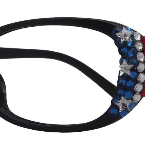 freedom shine quilted bling womens reading glasses with genuine european crystals us flag colors square frame ny fifth avenue ny fifth avenue 486310