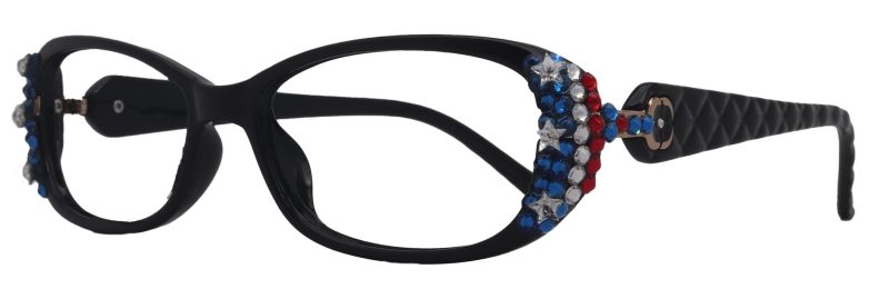 freedom shine quilted bling womens reading glasses with genuine european crystals us flag colors square frame ny fifth avenue ny fifth avenue 486310