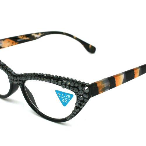 lynx bling women reading glasses w 2x full top hematite genuine european crystals cat eyes tiger print cat eye ny fifth avenue reading glasses ny fifth avenue 407550