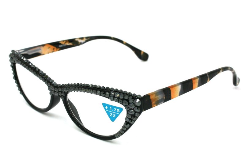 lynx bling women reading glasses w 2x full top hematite genuine european crystals cat eyes tiger print cat eye ny fifth avenue reading glasses ny fifth avenue 407550