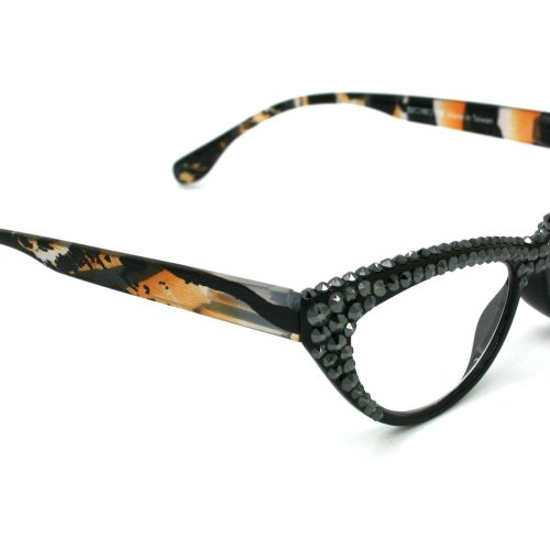 lynx bling women reading glasses w 2x full top hematite genuine european crystals cat eyes tiger print cat eye ny fifth avenue reading glasses ny fifth avenue 938007