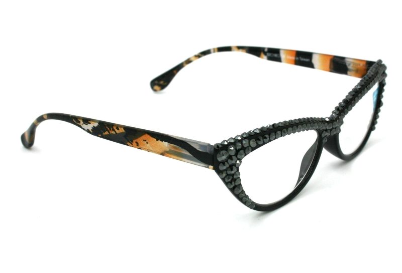 lynx bling women reading glasses w 2x full top hematite genuine european crystals cat eyes tiger print cat eye ny fifth avenue reading glasses ny fifth avenue 938007