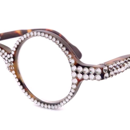 picasso bling reading glasses 4 women w clear crystal genuine european crystals brown round ny fifth avenue reading glasses ny fifth avenue 679750