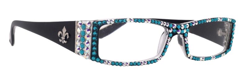 the french full bling fleur de lis women reading glasses w ab aurora borealis n turquoise genuine european crystals ny fifth avenue reading glasses ny fifth avenue 754288