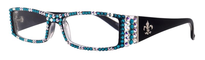 the french full bling fleur de lis women reading glasses w ab aurora borealis n turquoise genuine european crystals ny fifth avenue reading glasses ny fifth avenue 767593